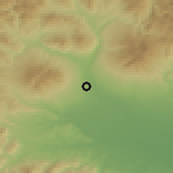 Shaded relief of the 54 km around Yoshioka, drawn from the GMTED2010 grid