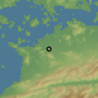 Shaded relief of the 55 km around Zentsuji, drawn from the GMTED2010 grid