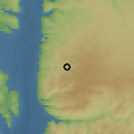 Shaded relief of the 56 km around 'Irjan, drawn from the GMTED2010 grid