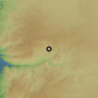 Shaded relief of the 56 km around Jaraš, drawn from the GMTED2010 grid