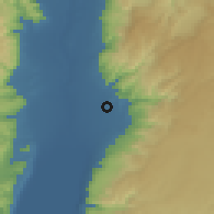 Shaded relief of the 56 km around Juwafat al-Kafrayn, drawn from the GMTED2010 grid