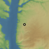 Shaded relief of the 56 km around Kafr āl-Ma', drawn from the GMTED2010 grid