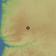 Shaded relief of the 56 km around Kafr H̱all, drawn from the GMTED2010 grid