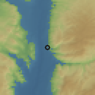 Shaded relief of the 56 km around Kuraymah, drawn from the GMTED2010 grid