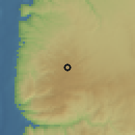 Shaded relief of the 56 km around al-Buwayd̨ah, drawn from the GMTED2010 grid