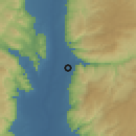 Shaded relief of the 56 km around Ma'addī, drawn from the GMTED2010 grid