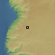 Shaded relief of the 56 km around Mādabā, drawn from the GMTED2010 grid