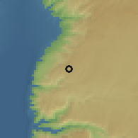 Shaded relief of the 56 km around Mā'īn, drawn from the GMTED2010 grid