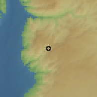 Shaded relief of the 56 km around al-Fuh̨ayş, drawn from the GMTED2010 grid