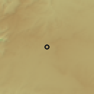 Shaded relief of the 56 km around Sah̨āb, drawn from the GMTED2010 grid