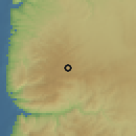 Shaded relief of the 56 km around Şaẖrah, drawn from the GMTED2010 grid
