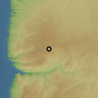 Shaded relief of the 56 km around Sūf, drawn from the GMTED2010 grid