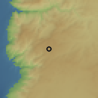 Shaded relief of the 56 km around Şuwaylih̨, drawn from the GMTED2010 grid
