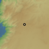 Shaded relief of the 56 km around Umm Quşayr wal Muqābalīn, drawn from the GMTED2010 grid