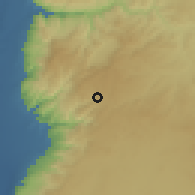 Shaded relief of the 56 km around Wādī as-Sīr, drawn from the GMTED2010 grid