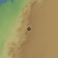 Shaded relief of the 56 km around Wādī Mūsā, drawn from the GMTED2010 grid