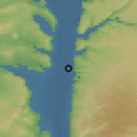 Shaded relief of the 56 km around Waqqāş, drawn from the GMTED2010 grid