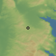 Shaded relief of the 56 km around al-Hāšimiyah, drawn from the GMTED2010 grid