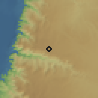 Shaded relief of the 56 km around al-H̨ussayniyah, drawn from the GMTED2010 grid