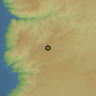 Shaded relief of the 56 km around al-Jubayhah, drawn from the GMTED2010 grid