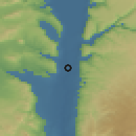 Shaded relief of the 56 km around al-Manšiyah, drawn from the GMTED2010 grid