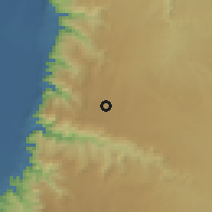 Shaded relief of the 56 km around al-Mazār, drawn from the GMTED2010 grid