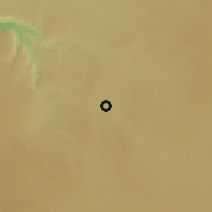 Shaded relief of the 56 km around al-Qiţrānah, drawn from the GMTED2010 grid