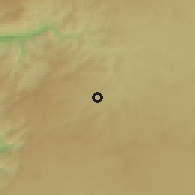 Shaded relief of the 56 km around ar-Ruşşayfah, drawn from the GMTED2010 grid