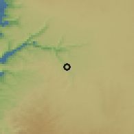 Shaded relief of the 56 km around aš-Šajarah, drawn from the GMTED2010 grid