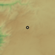 Shaded relief of the 56 km around aţ-Ţayyibah, drawn from the GMTED2010 grid