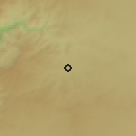 Shaded relief of the 56 km around az-Zarqā', drawn from the GMTED2010 grid