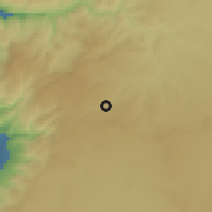 Shaded relief of the 56 km around Badr Jadīdah, drawn from the GMTED2010 grid