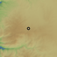 Shaded relief of the 56 km around Balīlā, drawn from the GMTED2010 grid