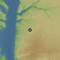 Shaded relief of the 56 km around Dayr as-Si'nah, drawn from the GMTED2010 grid
