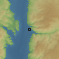 Shaded relief of the 56 km around D̨irar, drawn from the GMTED2010 grid