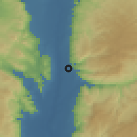Shaded relief of the 56 km around al-Balāwinah, drawn from the GMTED2010 grid