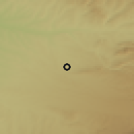Shaded relief of the 52 km around Aksu, drawn from the GMTED2010 grid