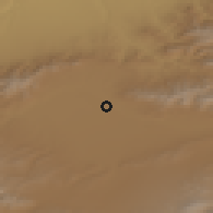 Shaded relief of the 52 km around Kegen, drawn from the GMTED2010 grid