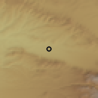 Shaded relief of the 52 km around Kokterek, drawn from the GMTED2010 grid