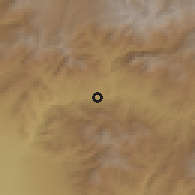 Shaded relief of the 53 km around Arpi, drawn from the GMTED2010 grid