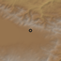 Shaded relief of the 53 km around Arpunk, drawn from the GMTED2010 grid