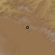 Shaded relief of the 53 km around Aghberk, drawn from the GMTED2010 grid