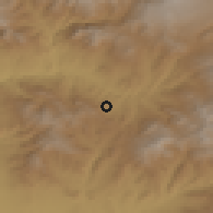 Shaded relief of the 53 km around Azatek, drawn from the GMTED2010 grid