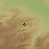 Shaded relief of the 53 km around Baghanis, drawn from the GMTED2010 grid