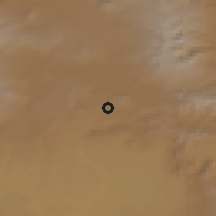 Shaded relief of the 53 km around Bandivan, drawn from the GMTED2010 grid