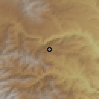 Shaded relief of the 54 km around Aghvani, drawn from the GMTED2010 grid