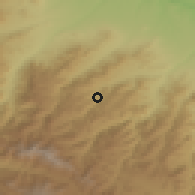 Shaded relief of the 53 km around Berd, drawn from the GMTED2010 grid