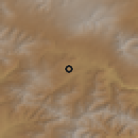 Shaded relief of the 53 km around Brnakot, drawn from the GMTED2010 grid