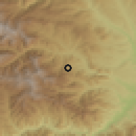 Shaded relief of the 54 km around Chakaten, drawn from the GMTED2010 grid