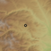 Shaded relief of the 54 km around Chapni, drawn from the GMTED2010 grid